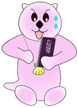 携帯電話を見て焦るラッコ イラスト