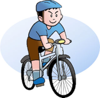 ヘルメットを被って自転車を運転する男性のイラスト