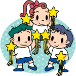 星の飾りを持っている子供たちのイラスト