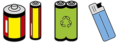 乾電池、ライター イラスト