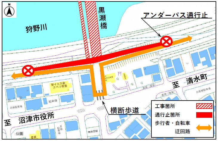 左岸側迂回路図