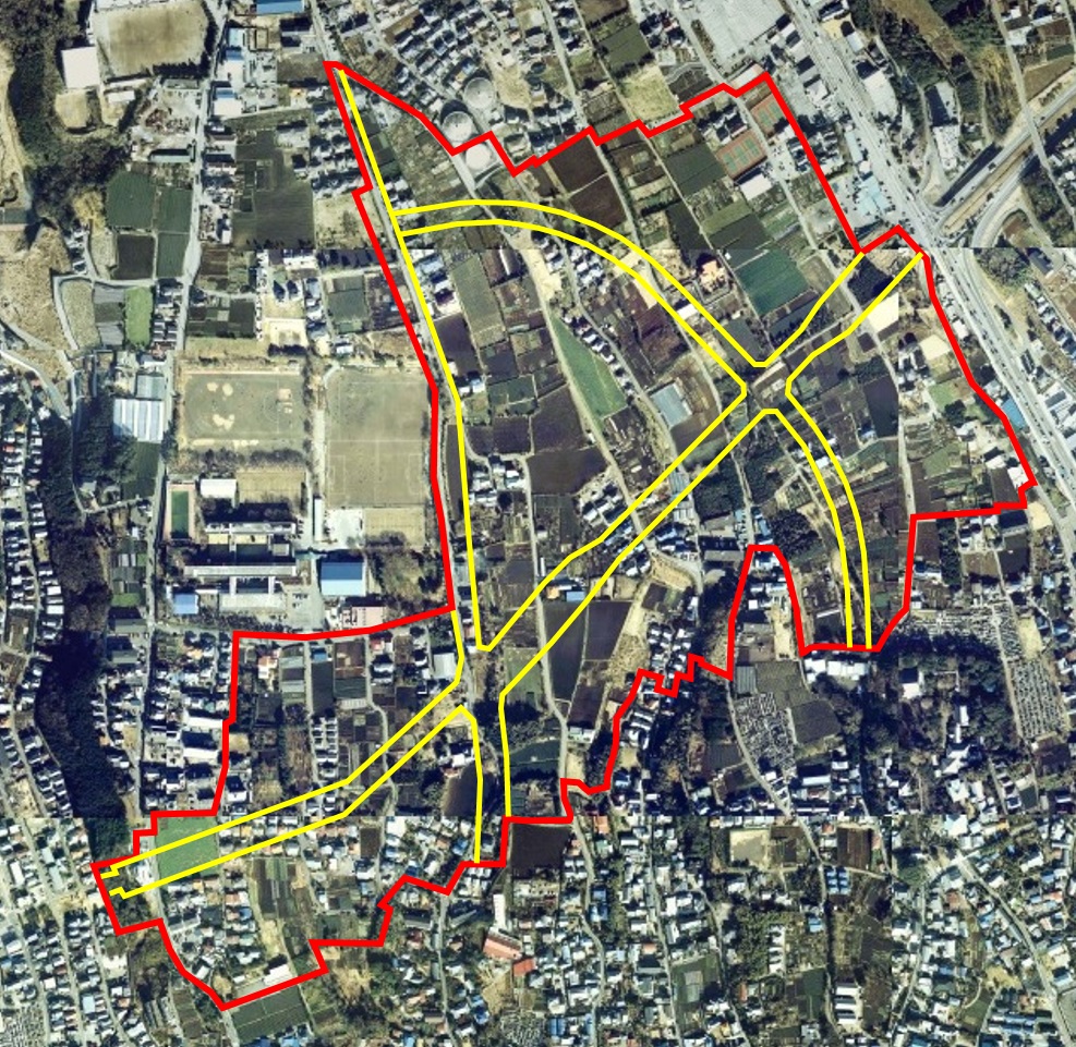 岡宮赤坂土地区画整理事業　施行前　航空写真