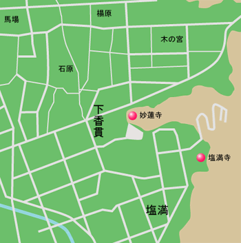 妙蓮寺の石棺　地図