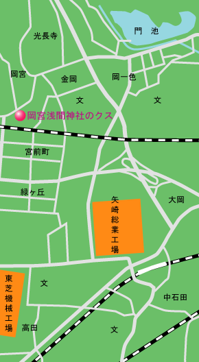 岡宮浅間神社のクス　地図