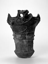 縄文式土器の白黒画像